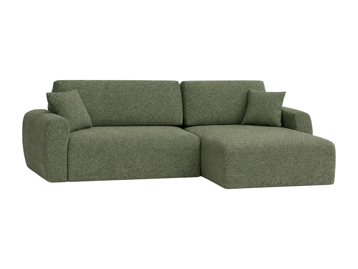 Hoekbank met slaapfunctie en opbergruimte Ariel L, chenille stof, Artico stof, Mosgroen, rechts