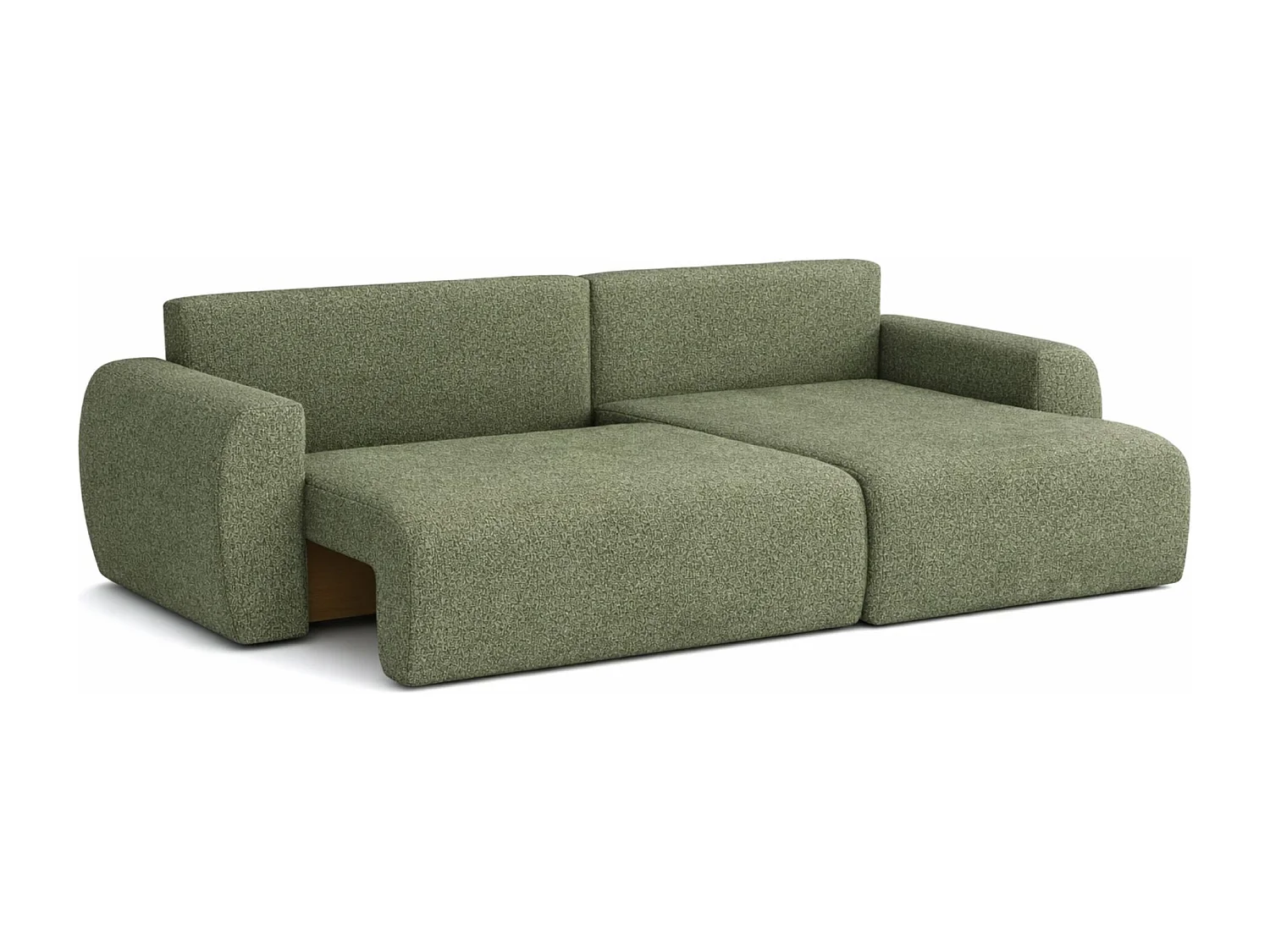 Hoekbank met slaapfunctie en opbergruimte Ariel L, chenille stof, Artico stof, Mosgroen, rechts