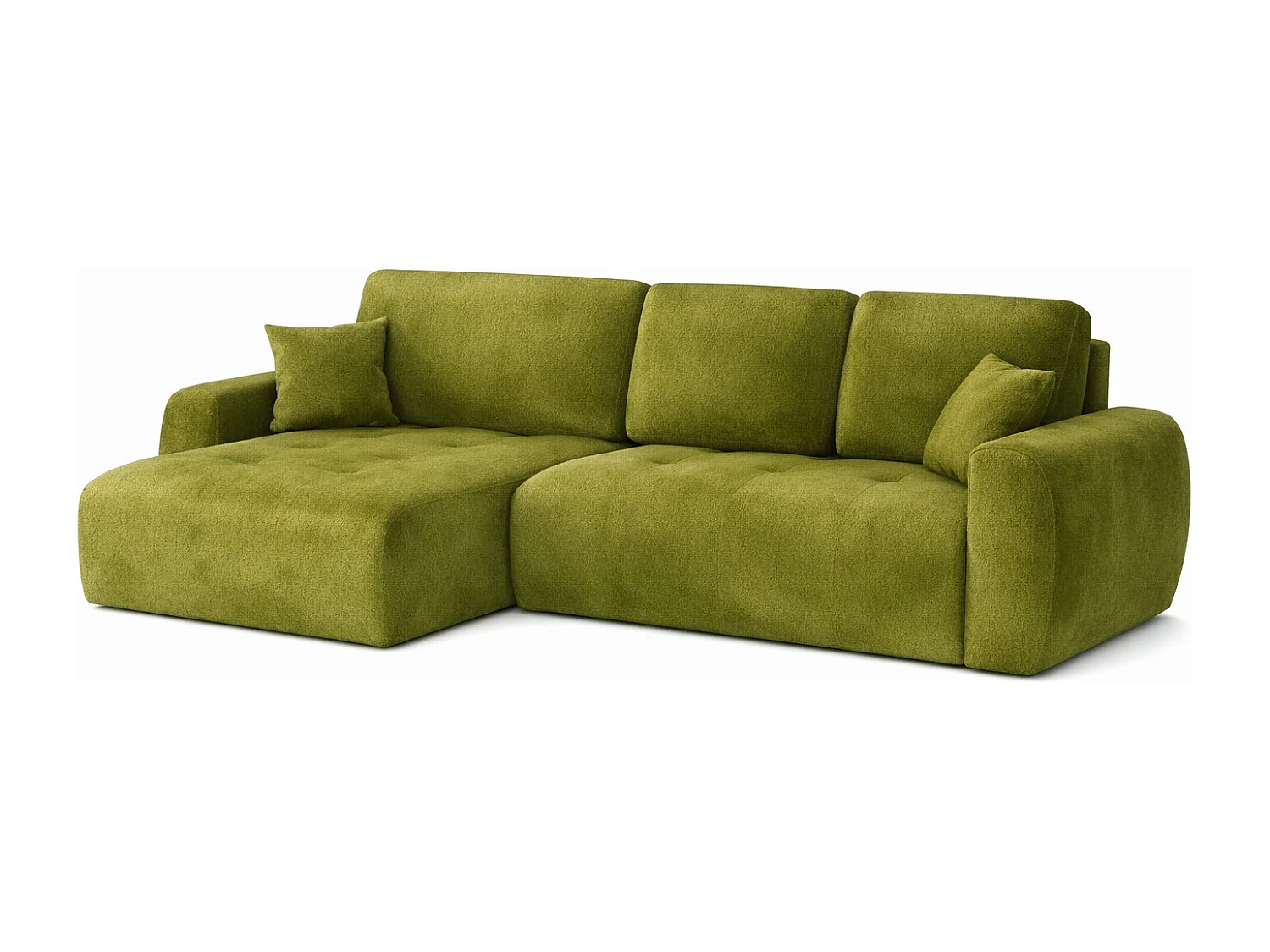 Hoekslaapbank met slaapfunctie en opbergruimte, L-vorm, Ivo XL, veloursstof Salvador, Olijfgroen, Links