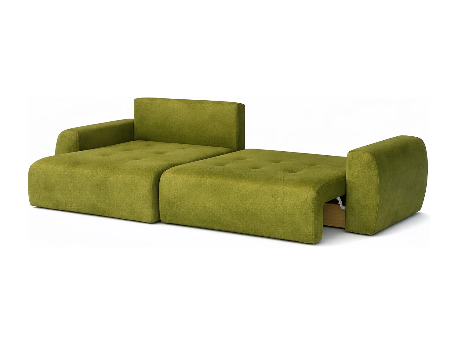 Hoekslaapbank met slaapfunctie en opbergruimte, L-vorm, Ivo XL, veloursstof Salvador, Olijfgroen, Links