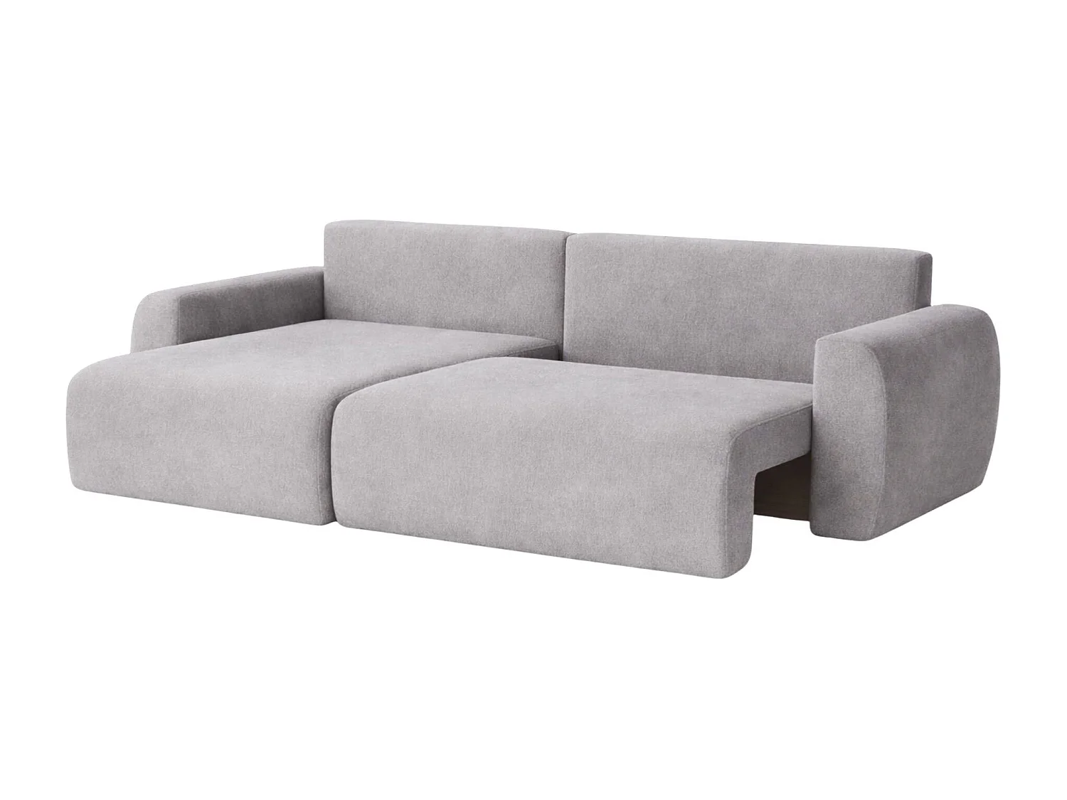 Hoekbank met slaapfunctie en opbergvak, Ariel XL, velours, stof Salvador, grijs, links