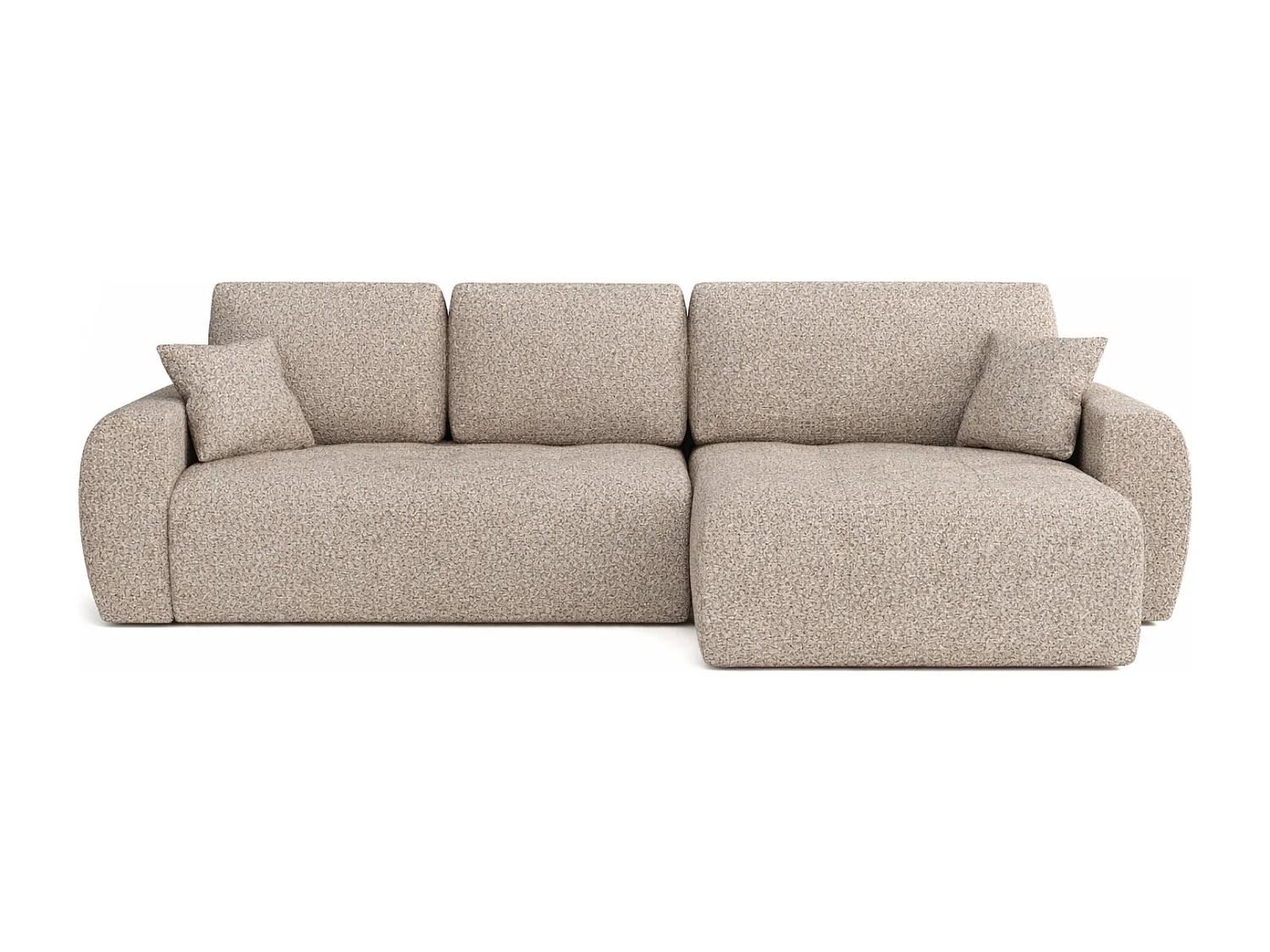 Divano angolare con funzione letto e contenitore a forma di L Ivo XL, tessuto chenille Artico, Beige, Destra