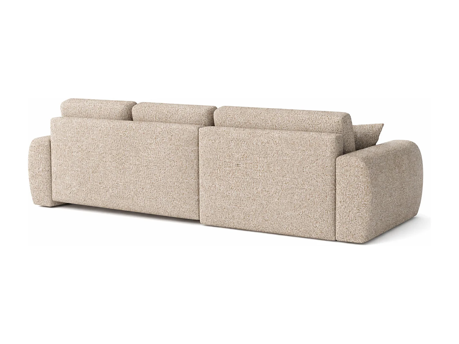 Divano angolare con funzione letto e contenitore a forma di L Ivo XL, tessuto chenille Artico, Beige, Destra