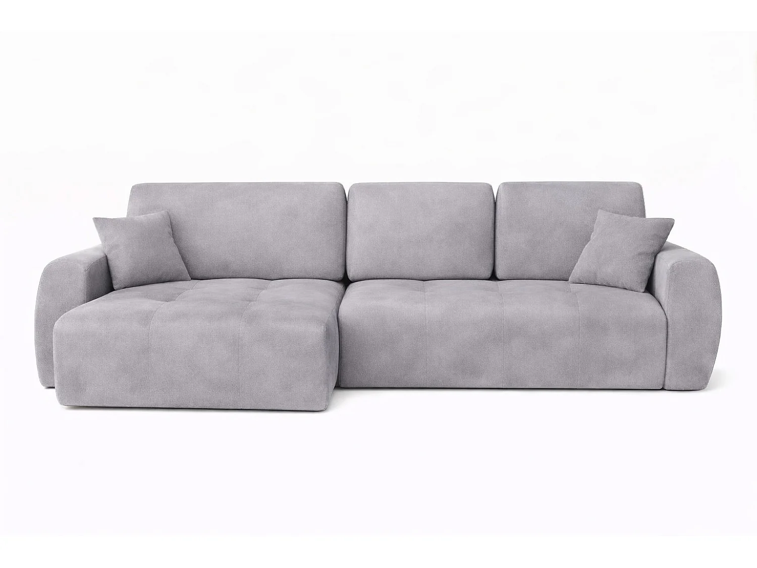 Hoekslaapbank met slaapfunctie en opbergruimte, L-vorm, Ivo L, veloursstof Salvador, Grijs, Links