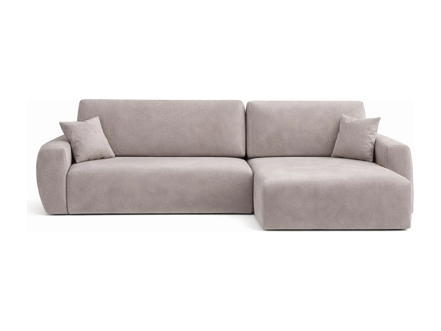 Hoekbank met slaapfunctie en opbergruimte Ariel L, velours, stof Salvador, grijs, rechts