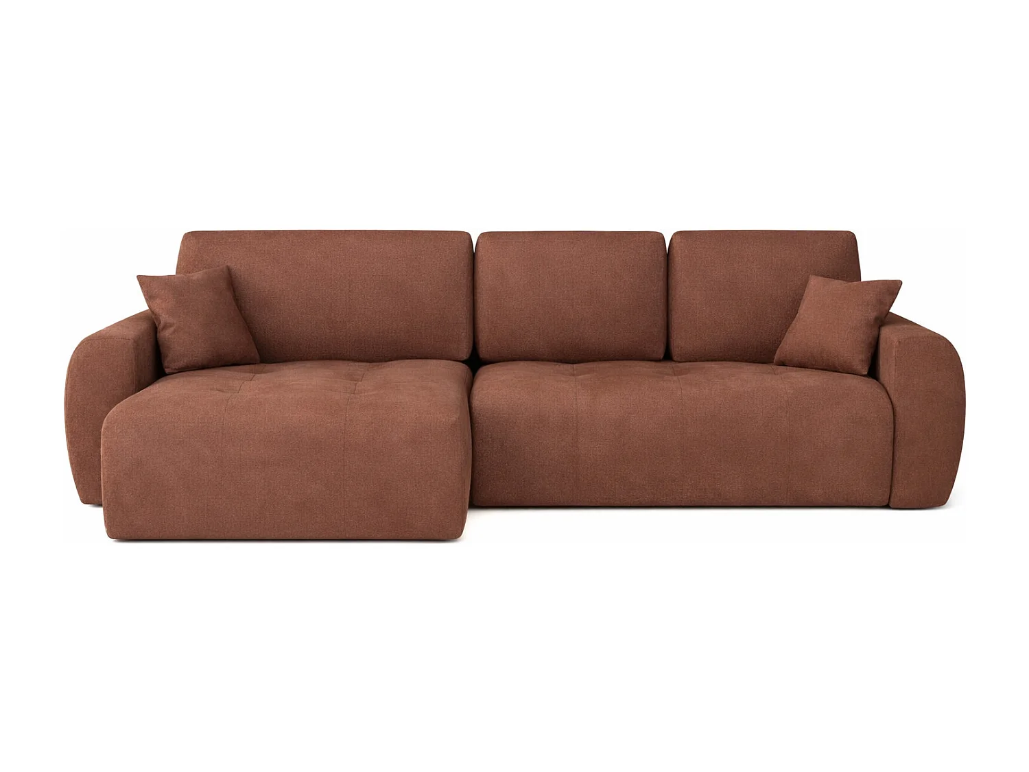 Hoekslaapbank met slaapfunctie en opbergruimte, L-vorm, Ivo L, veloursstof Salvador, Donkerbruin, Links