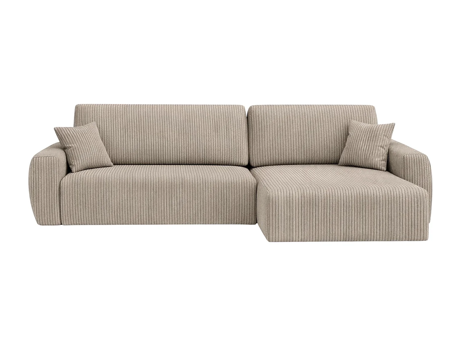 Hoekbank met slaapfunctie en opbergruimte Ariel L, corduroy stof, Poso stof, donkerbeige, rechts