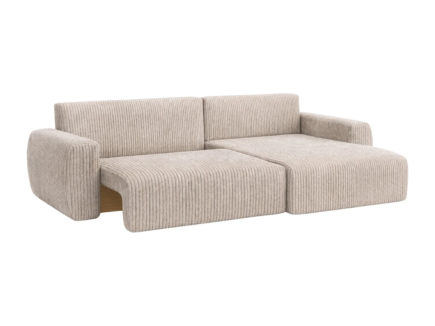 Hoekbank met slaapfunctie en opbergruimte Ariel L, corduroy stof, Poso stof, donkerbeige, rechts