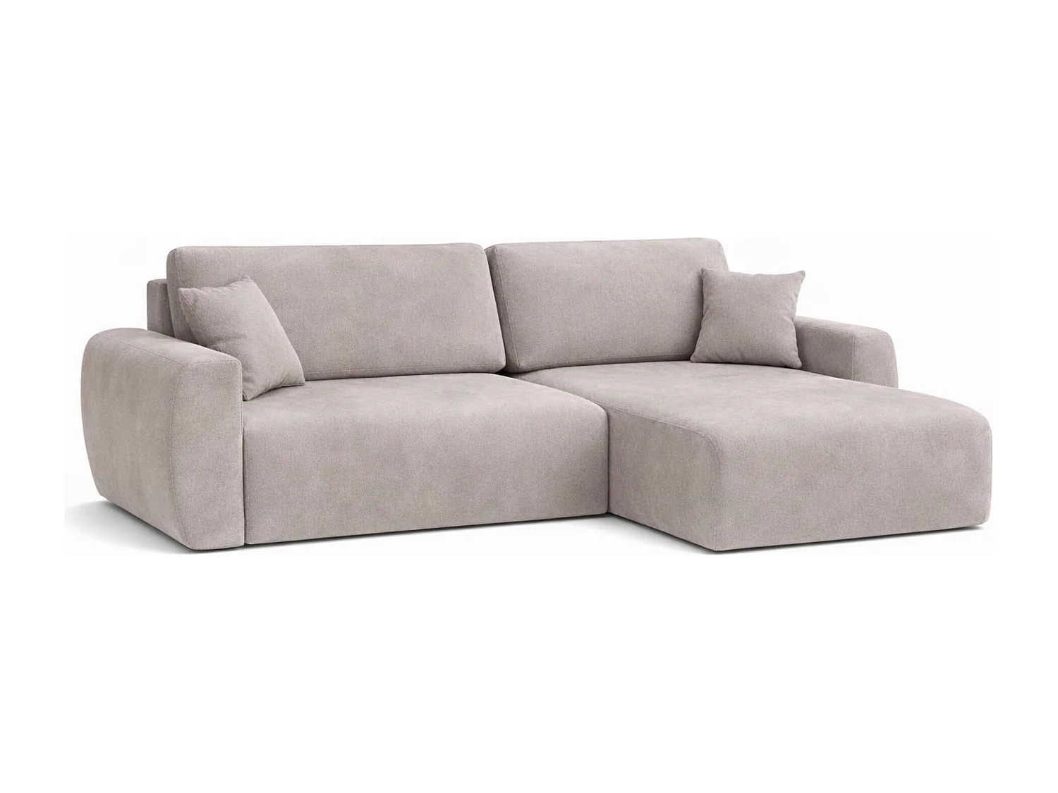 Hoekbank met slaapfunctie en opbergvak, Ariel XL, velours, stof Salvador, grijs, rechts