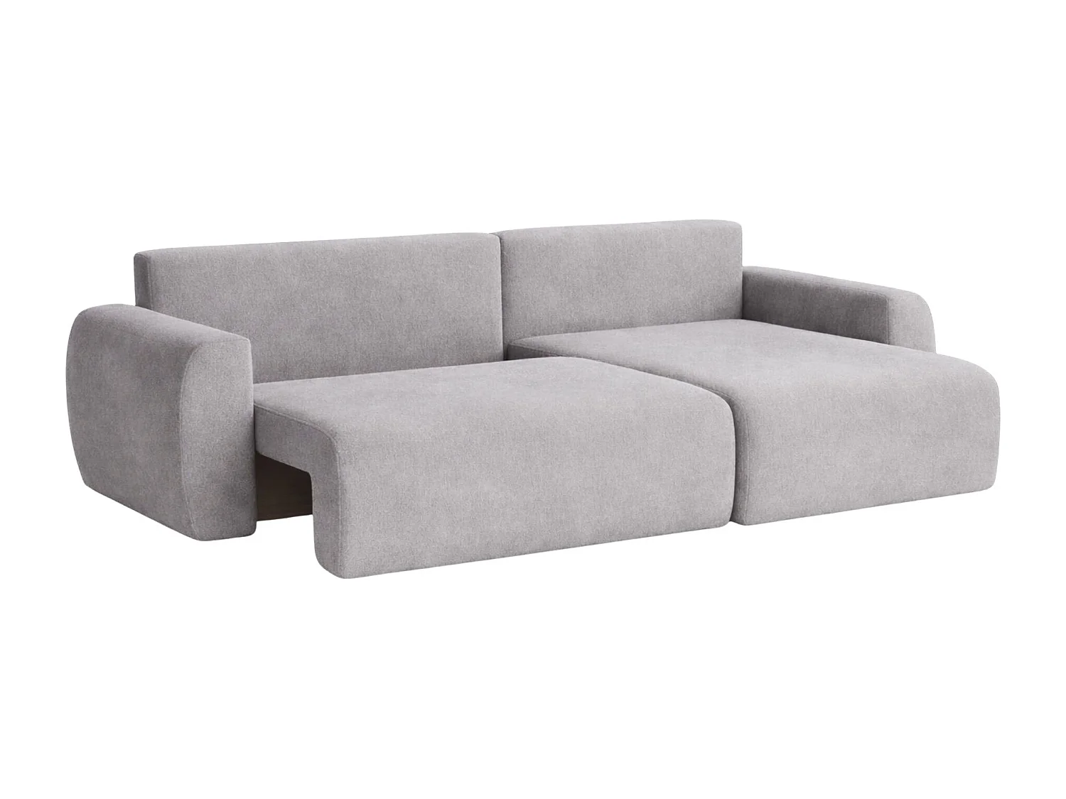 Hoekbank met slaapfunctie en opbergvak, Ariel XL, velours, stof Salvador, grijs, rechts