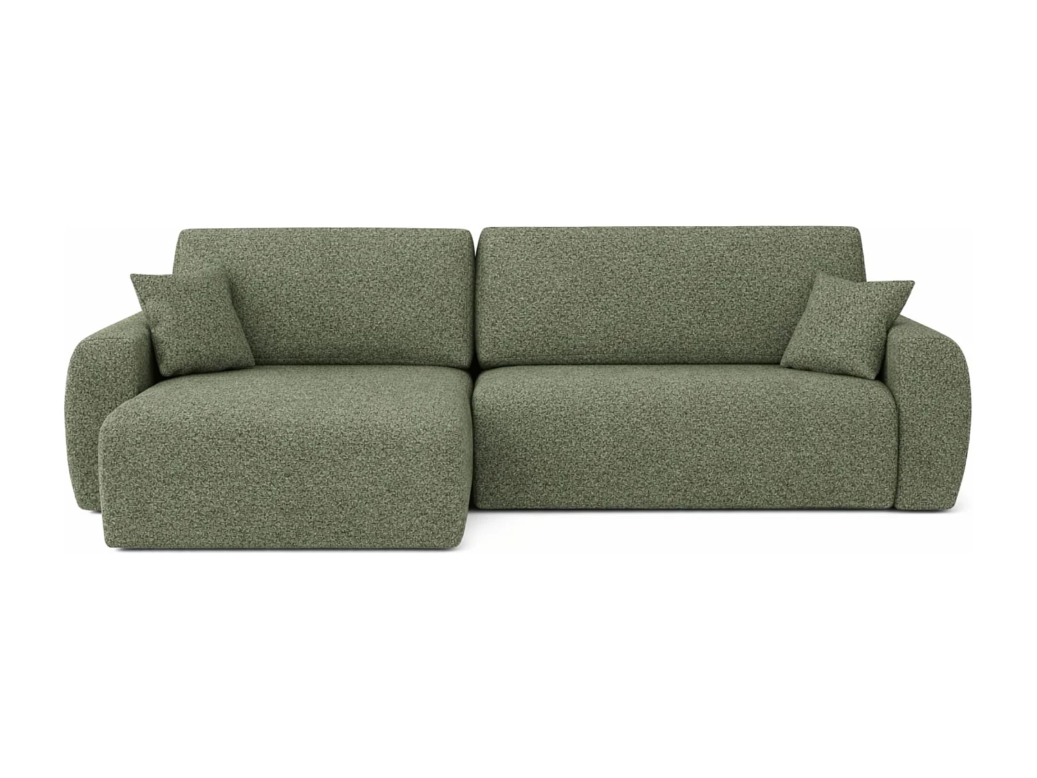 Hoekbank met slaapfunctie en opbergruimte Ariel L, chenille stof, Artico stof, Mosgroen, links