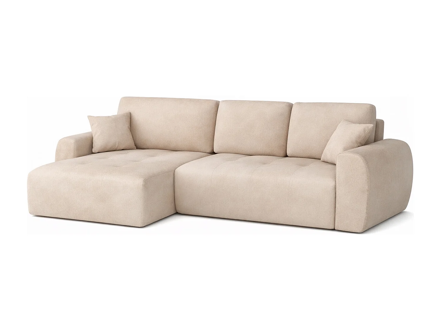 Hoekslaapbank met slaapfunctie en opbergruimte, L-vorm, Ivo L, veloursstof Salvador, Beige, Links