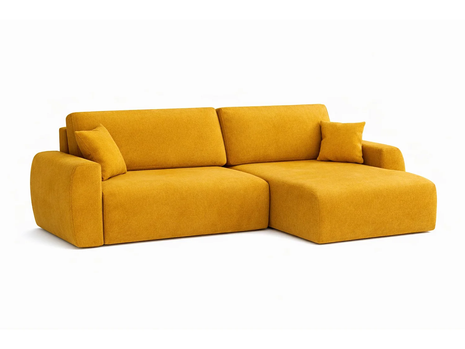 Hoekbank met slaapfunctie en opbergruimte Ariel L, velours, stof Salvador, geel, rechts