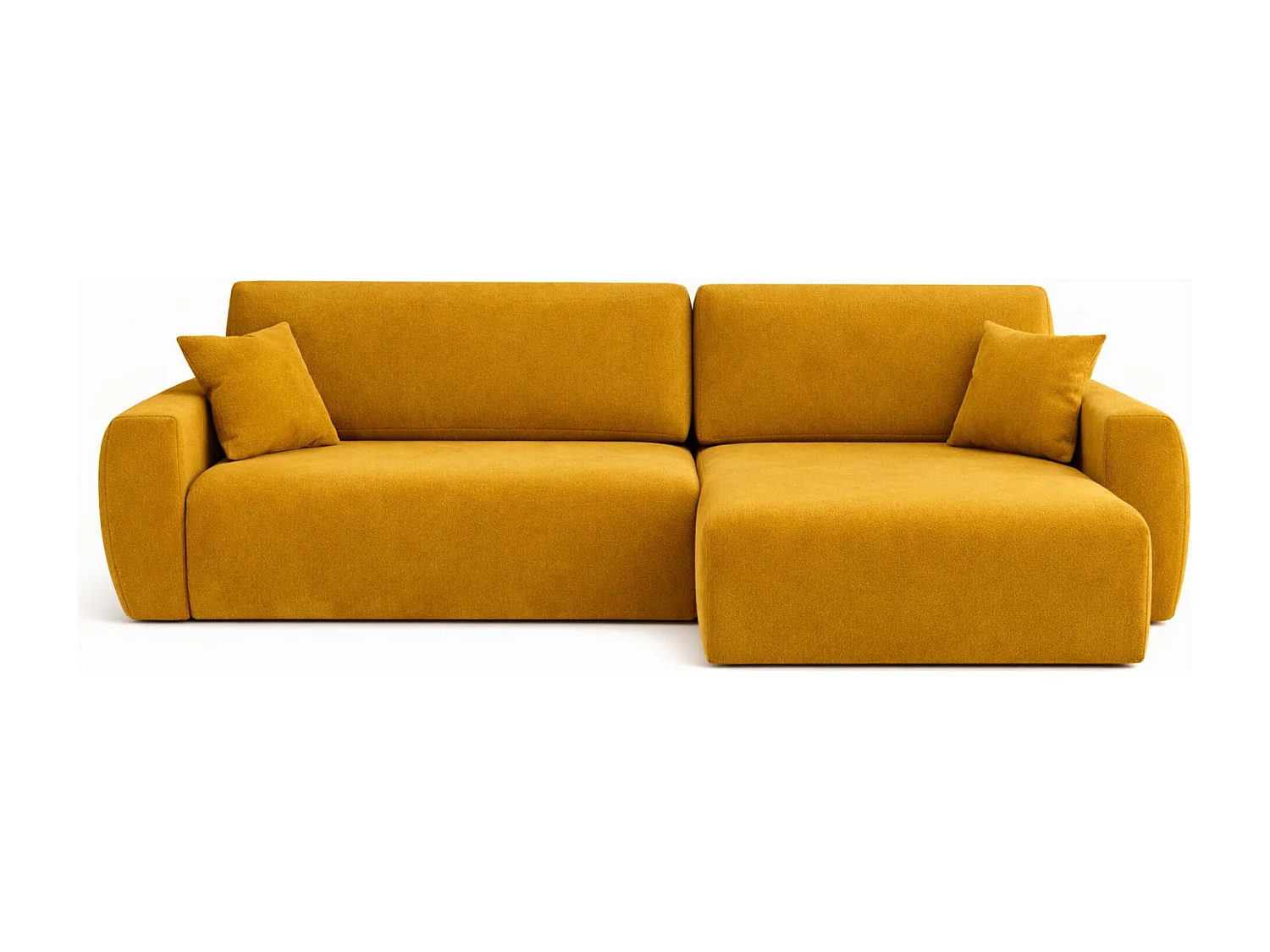 Hoekbank met slaapfunctie en opbergruimte Ariel L, velours, stof Salvador, geel, rechts
