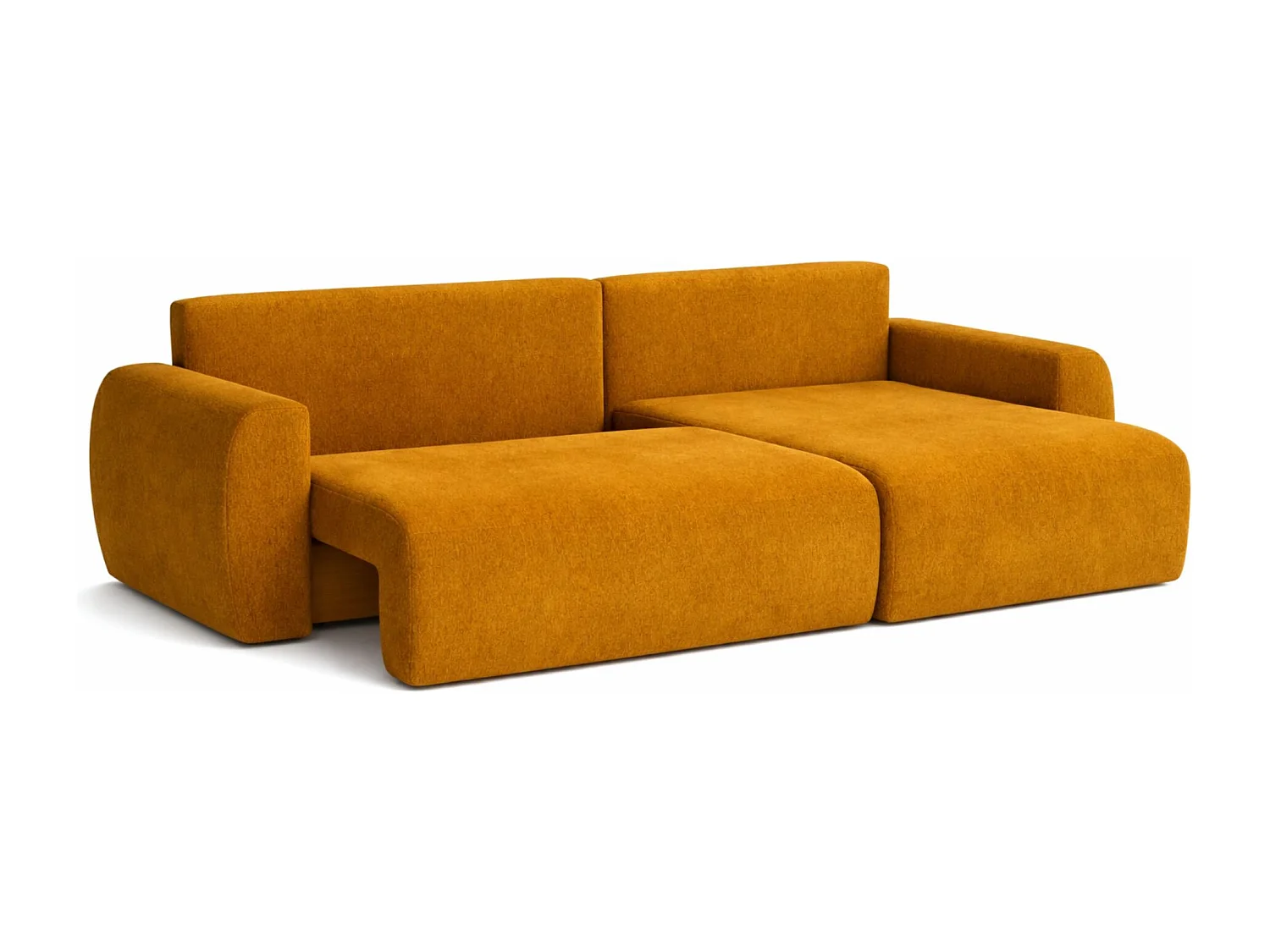 Hoekbank met slaapfunctie en opbergruimte Ariel L, velours, stof Salvador, geel, rechts