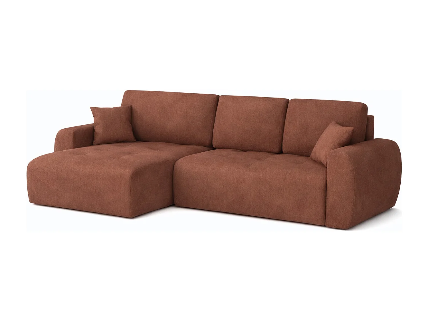 Hoekslaapbank met slaapfunctie en opbergruimte, L-vorm, Ivo XL, veloursstof Salvador, Donkerbruin, Links