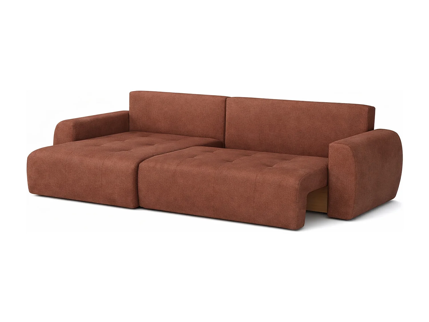 Hoekslaapbank met slaapfunctie en opbergruimte, L-vorm, Ivo XL, veloursstof Salvador, Donkerbruin, Links
