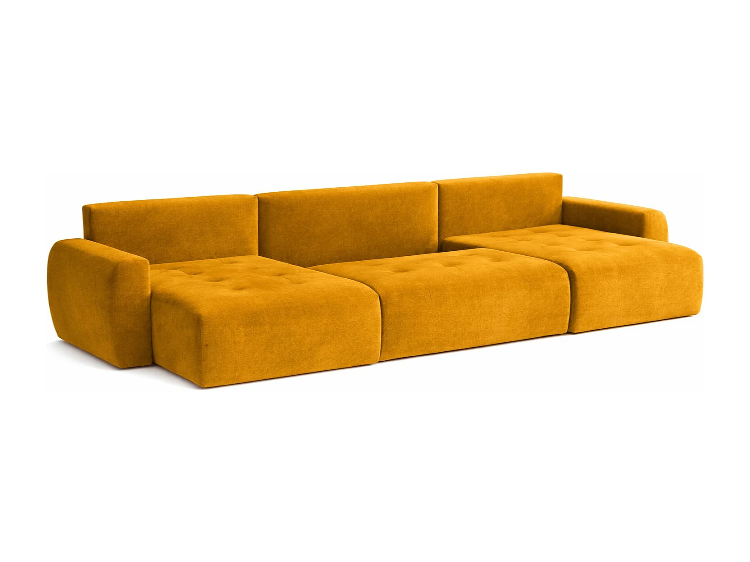 Hoekbank in U-vorm met slaapfunctie en opbergruimte Ivo U, velours Salvador, Geel