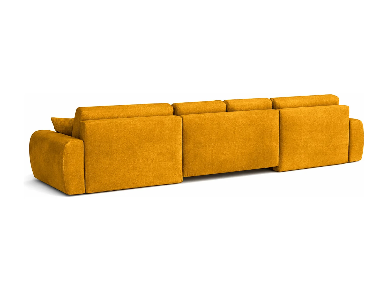 Hoekbank in U-vorm met slaapfunctie en opbergruimte Ivo U, velours Salvador, Geel