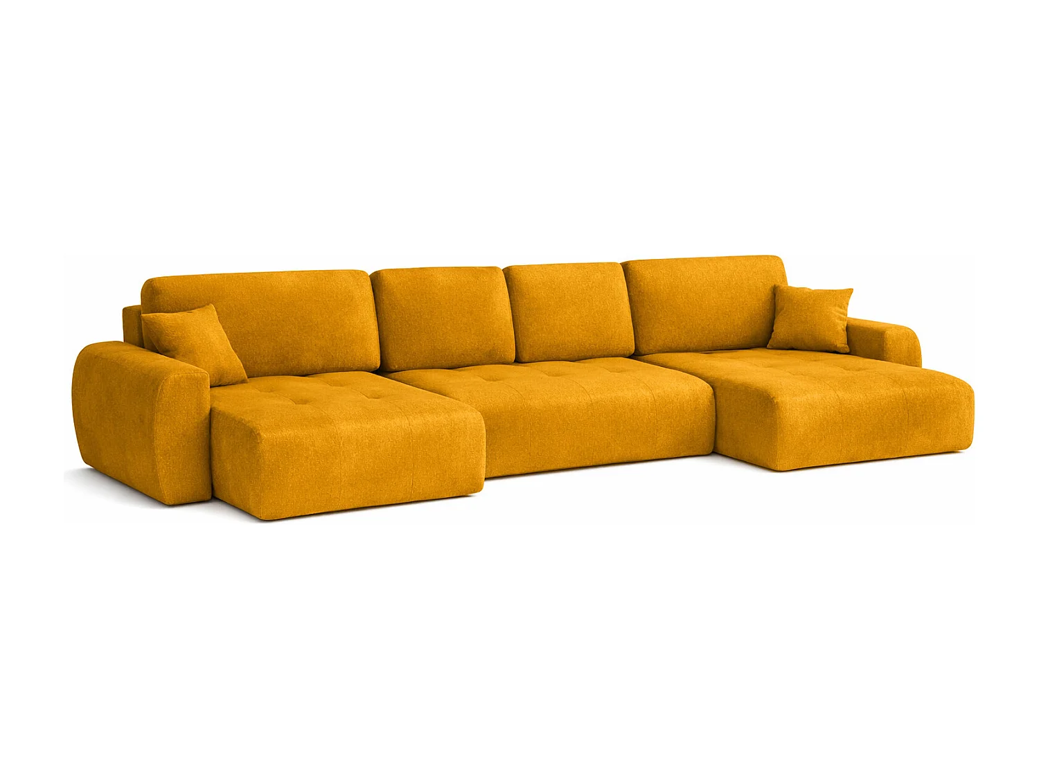 Canapé d’angle en U avec fonction couchage et coffre de rangement Ivo U XL, velours Salvador, Jaune