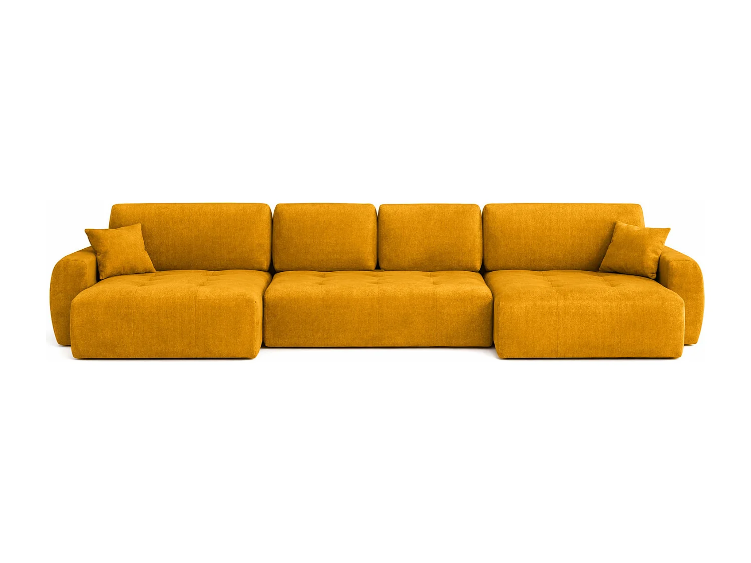 Canapé d’angle en U avec fonction couchage et coffre de rangement Ivo U XL, velours Salvador, Jaune