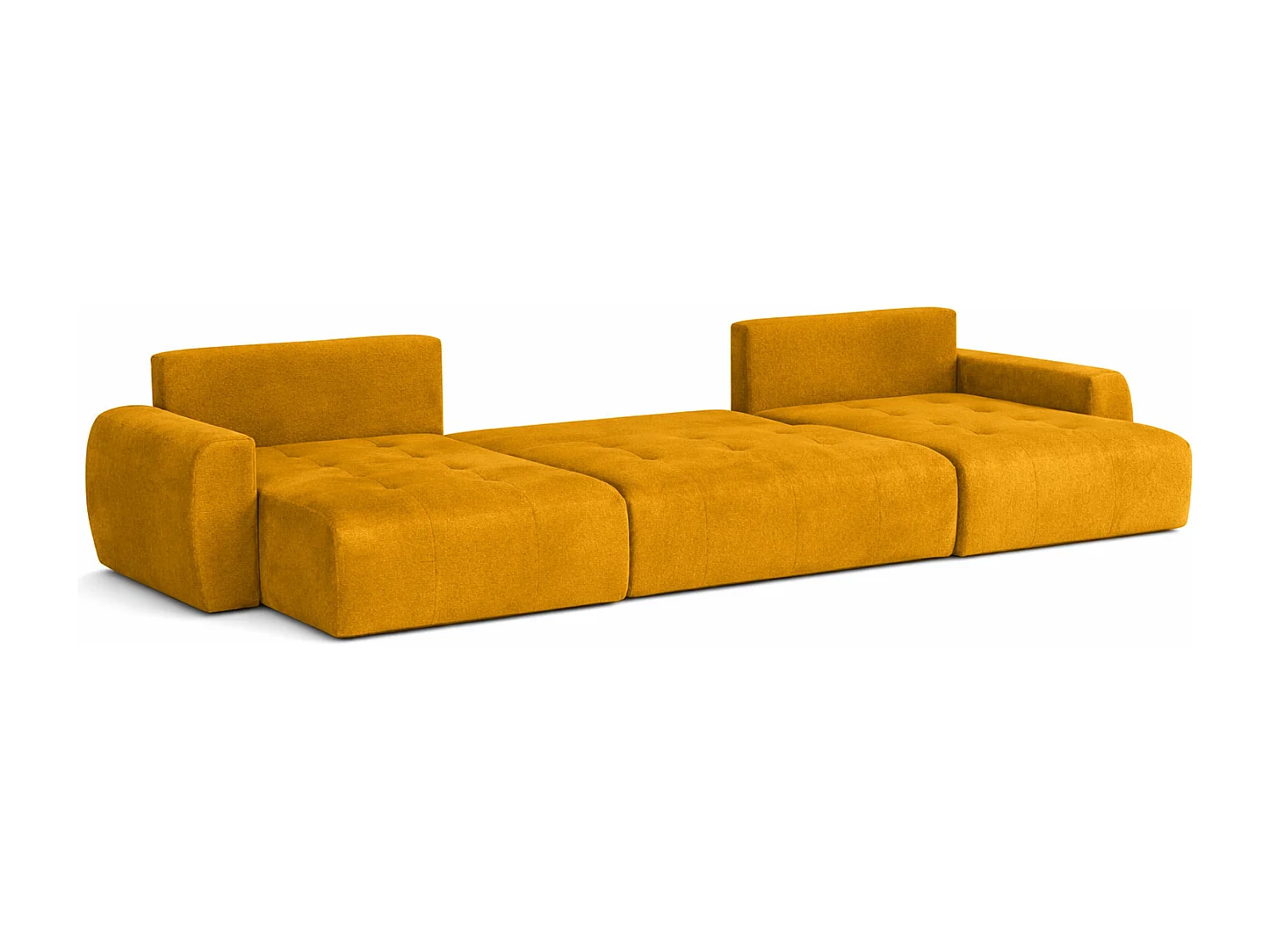 Canapé d’angle en U avec fonction couchage et coffre de rangement Ivo U XL, velours Salvador, Jaune