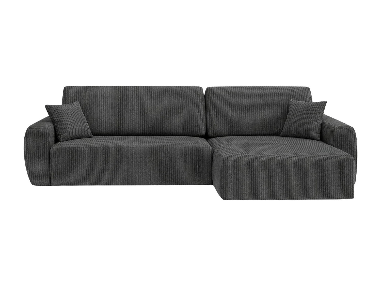 Hoekbank met slaapfunctie en opbergruimte Ariel L, corduroy stof, Poso stof, grijs, rechts