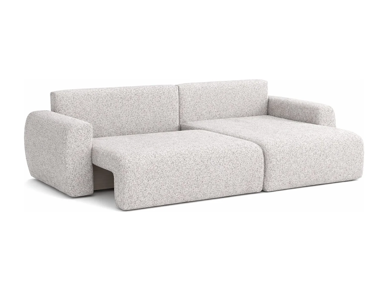 Divano angolare con funzione letto e contenitore Ariel L, Chenille, tessuto Artico, Nata, lato destro