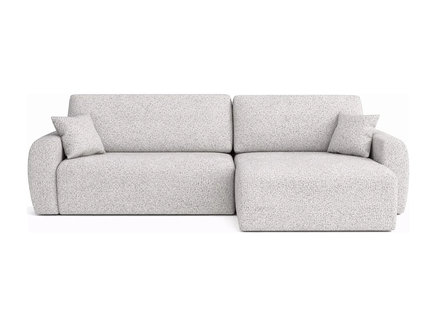 Canapé d'angle convertible avec coffre de rangement Ariel L, Chenille, tissu Artico, Nata, côté droit