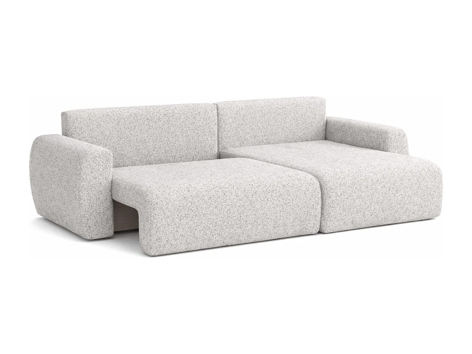 Canapé d'angle convertible avec coffre de rangement Ariel L, Chenille, tissu Artico, Nata, côté droit