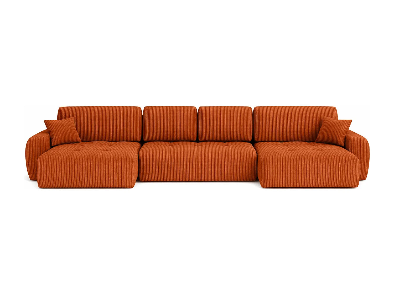 Canapé d’angle en U avec fonction couchage et coffre de rangement Ivo U XL, velours côtelé Poso, Cuivre