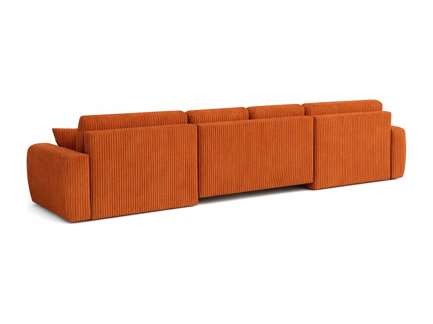 Canapé d’angle en U avec fonction couchage et coffre de rangement Ivo U XL, velours côtelé Poso, Cuivre