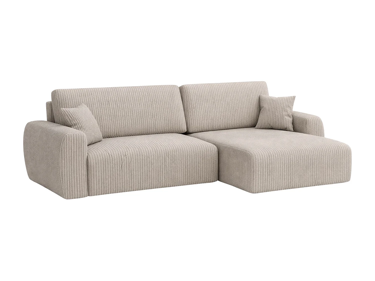 Hoekbank met slaapfunctie en opbergvak, Ariel XL, corduroy stof, Poso stof, donkerbeige, rechts