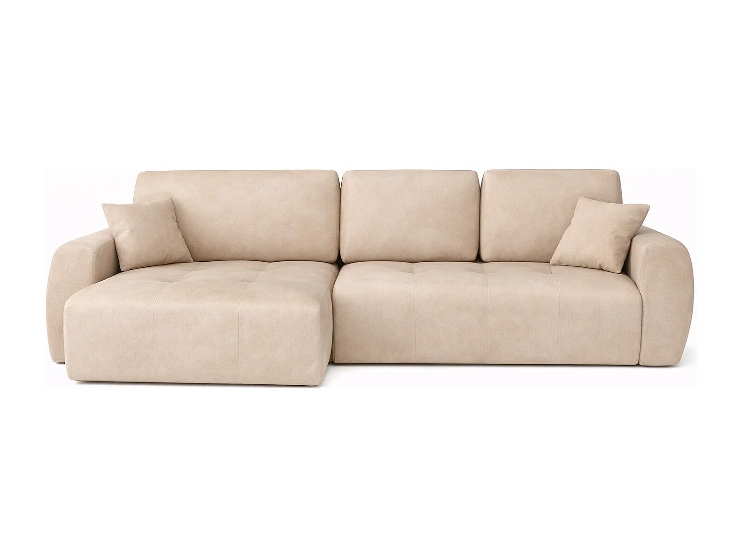 Hoekslaapbank met slaapfunctie en opbergruimte, L-vorm, Ivo XL, veloursstof Salvador, Beige, Links