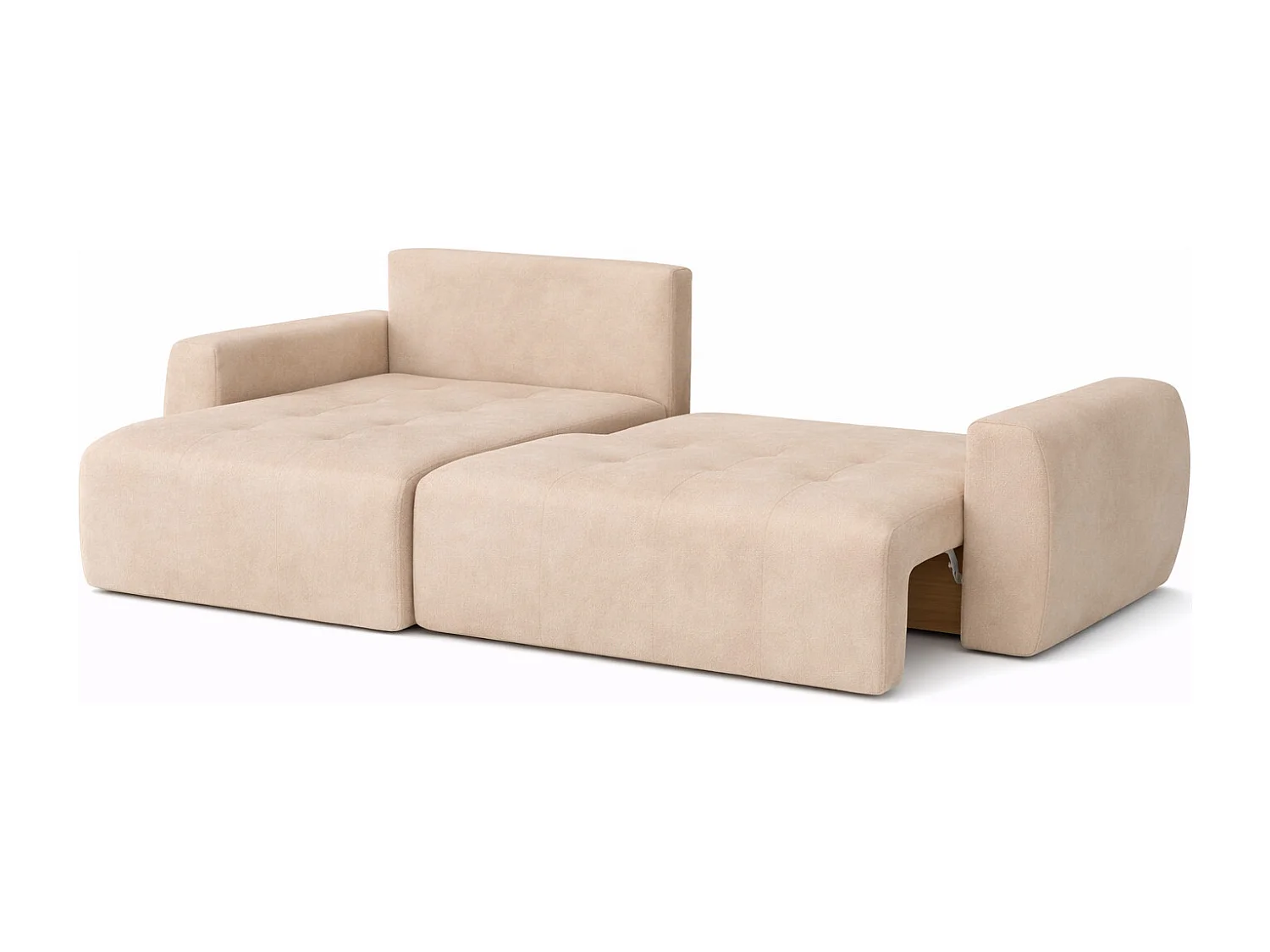 Hoekslaapbank met slaapfunctie en opbergruimte, L-vorm, Ivo XL, veloursstof Salvador, Beige, Links