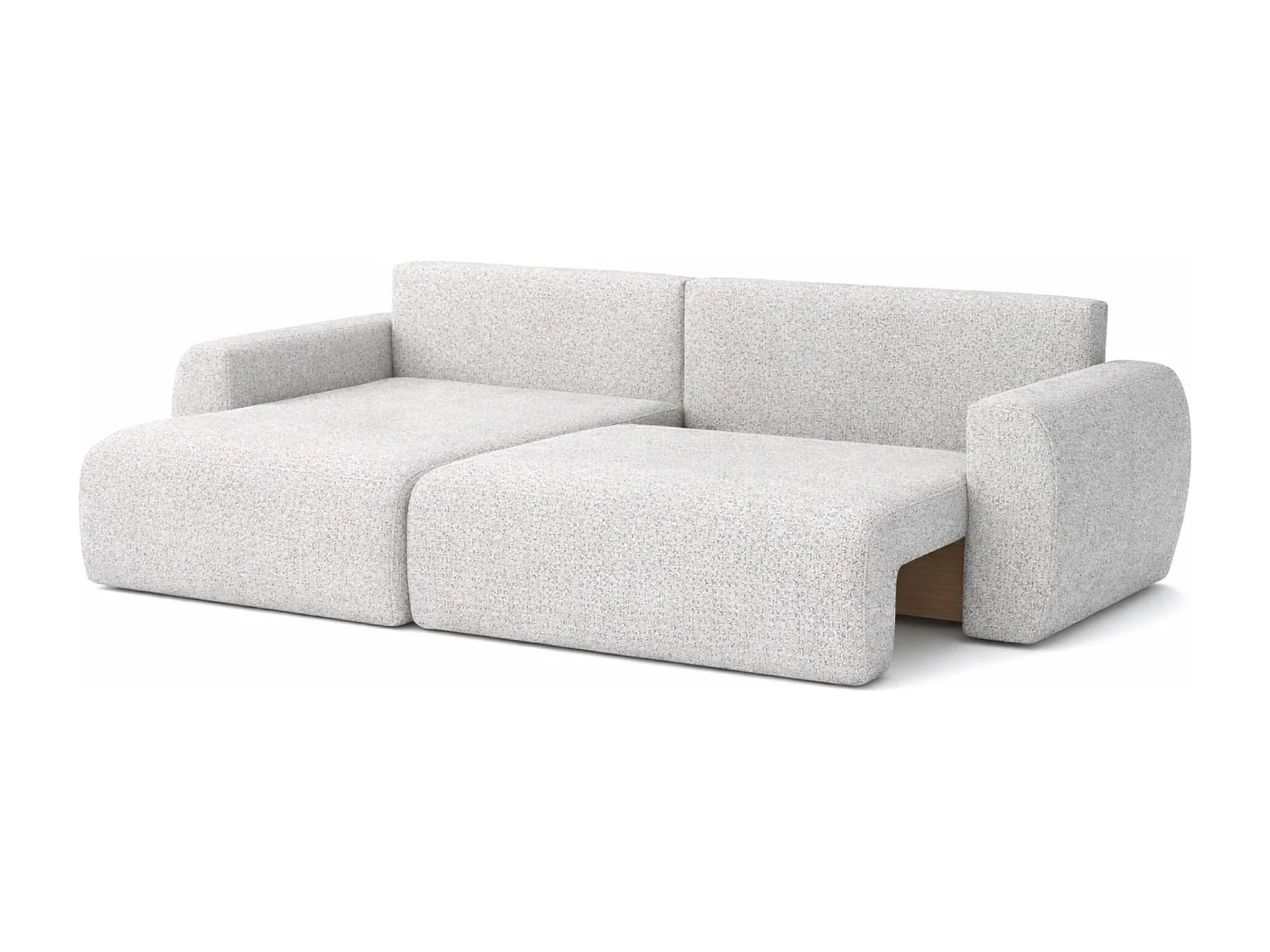 Hoekbank met slaapfunctie en opbergvak, Ariel XL, chenille stof, Artico stof, Cement, links