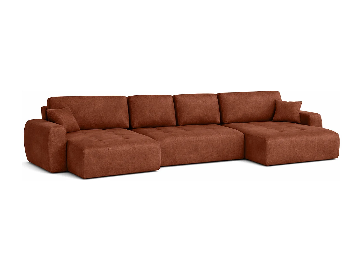 Hoekbank in U-vorm met slaapfunctie en opbergruimte Ivo U, velours Salvador, Donkerbruin