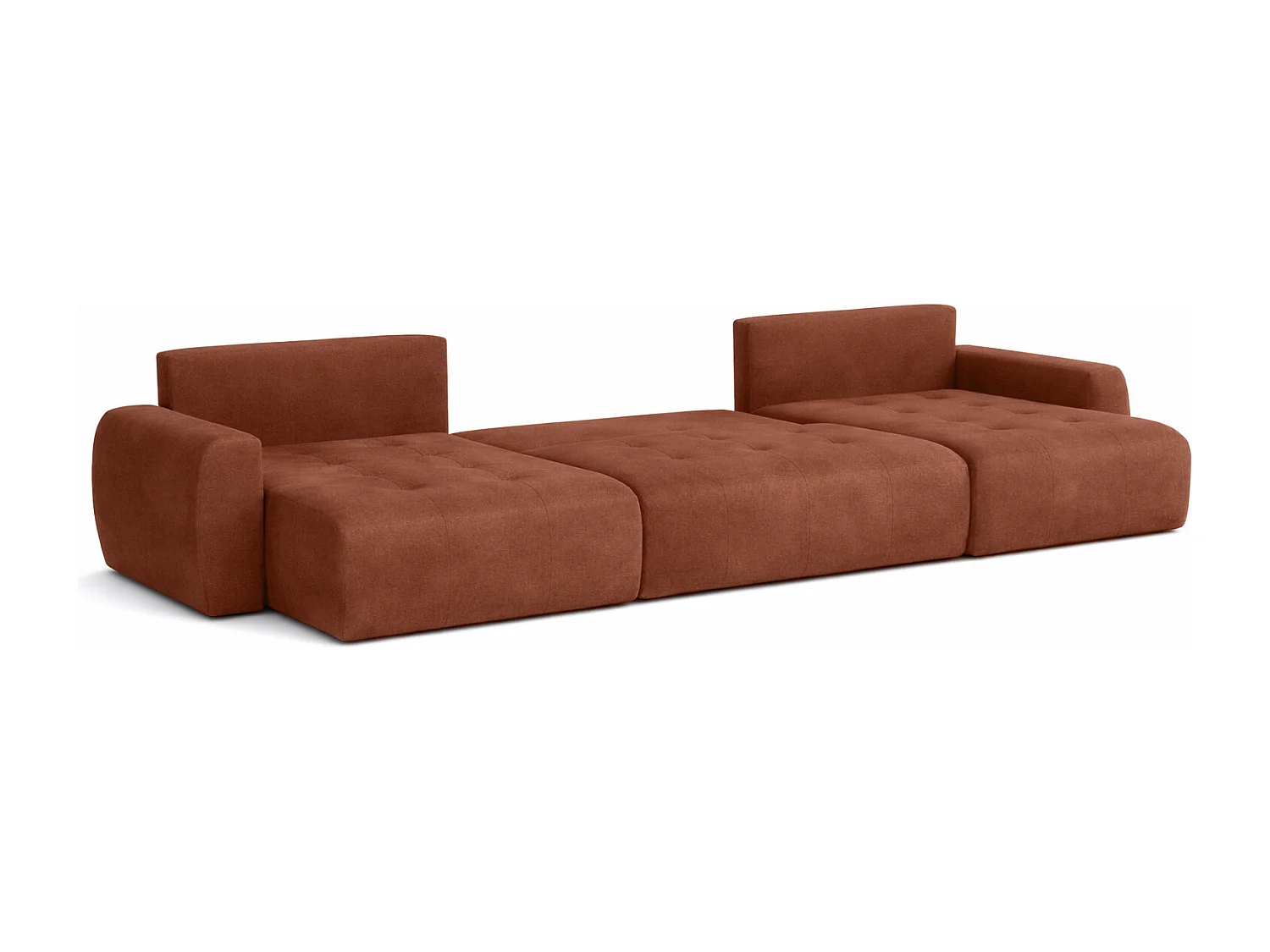 Canapé d’angle en U avec fonction couchage et coffre de rangement Ivo U XL, velours Salvador, Marron foncé