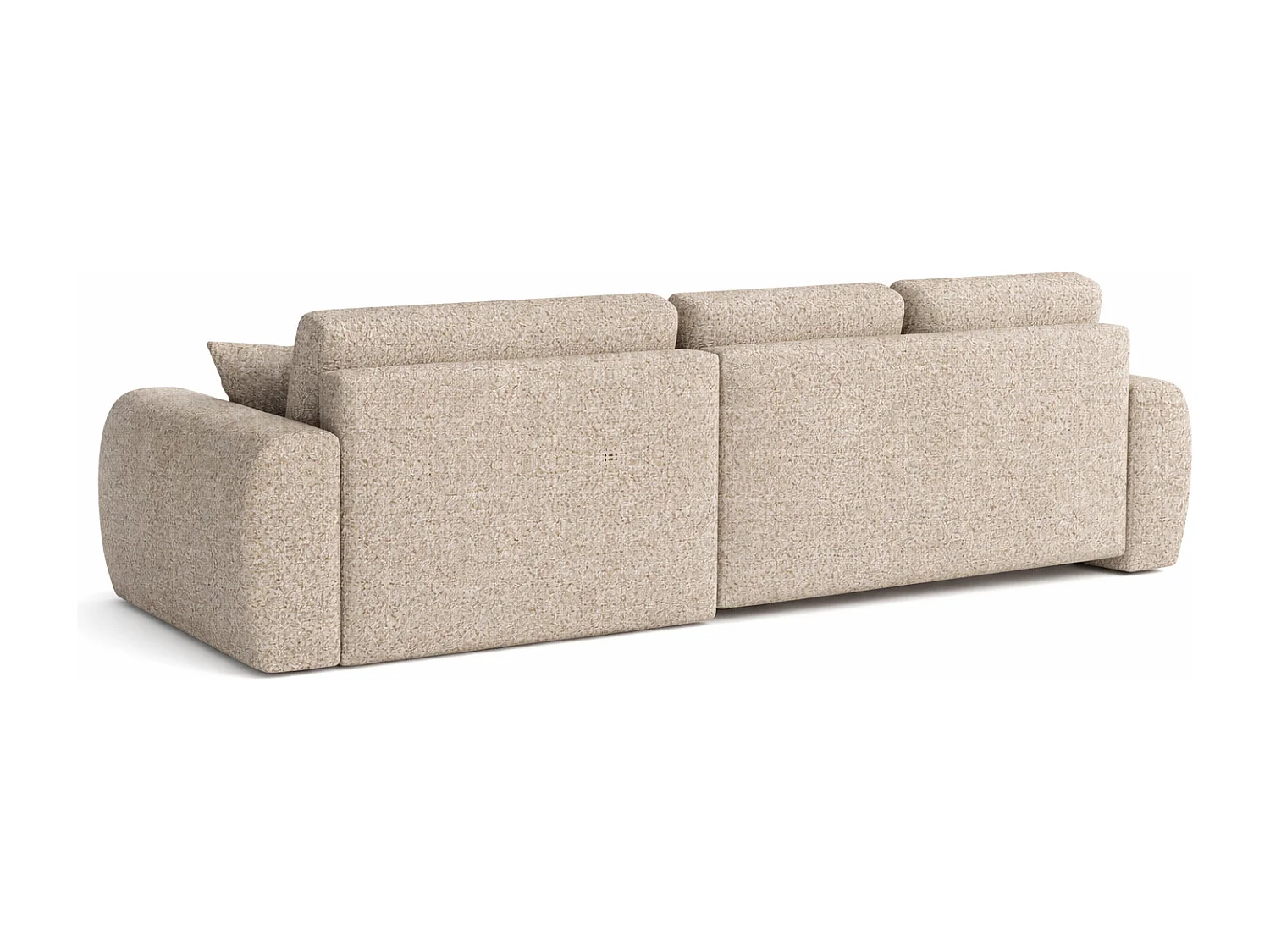 Divano angolare con funzione letto e contenitore a forma di L Ivo L, tessuto chenille Artico, Beige, Sinistra