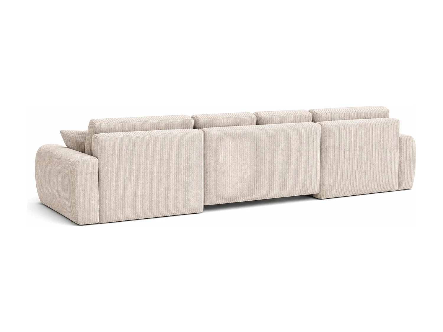 Hoekbank in U-vorm met slaapfunctie en opbergruimte Ivo U, ribfluweel Poso, Beige