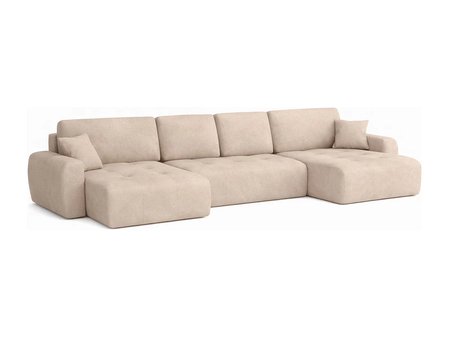 Canapé d’angle en U avec fonction couchage et coffre de rangement Ivo U XL, velours Salvador, Beige