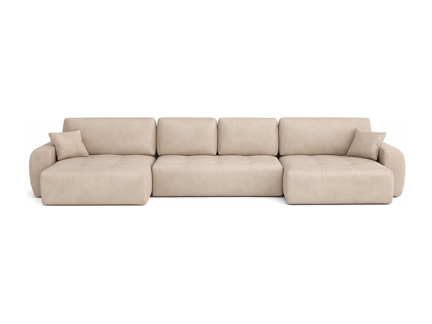 Canapé d’angle en U avec fonction couchage et coffre de rangement Ivo U XL, velours Salvador, Beige