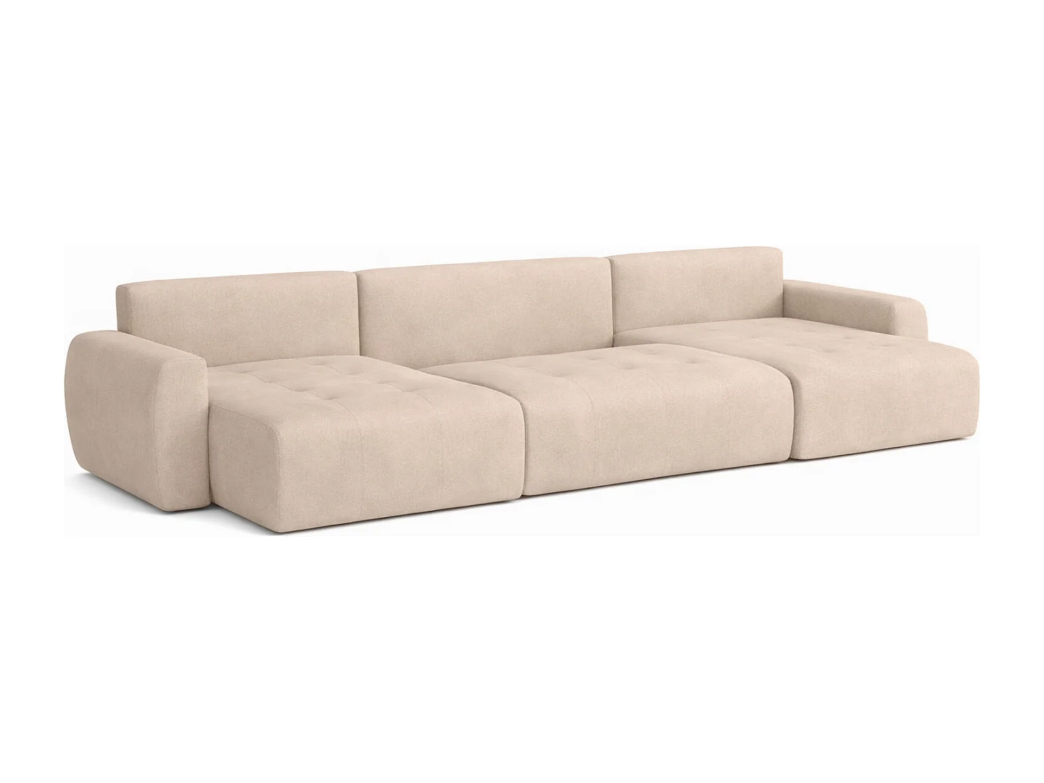 Canapé d’angle en U avec fonction couchage et coffre de rangement Ivo U XL, velours Salvador, Beige