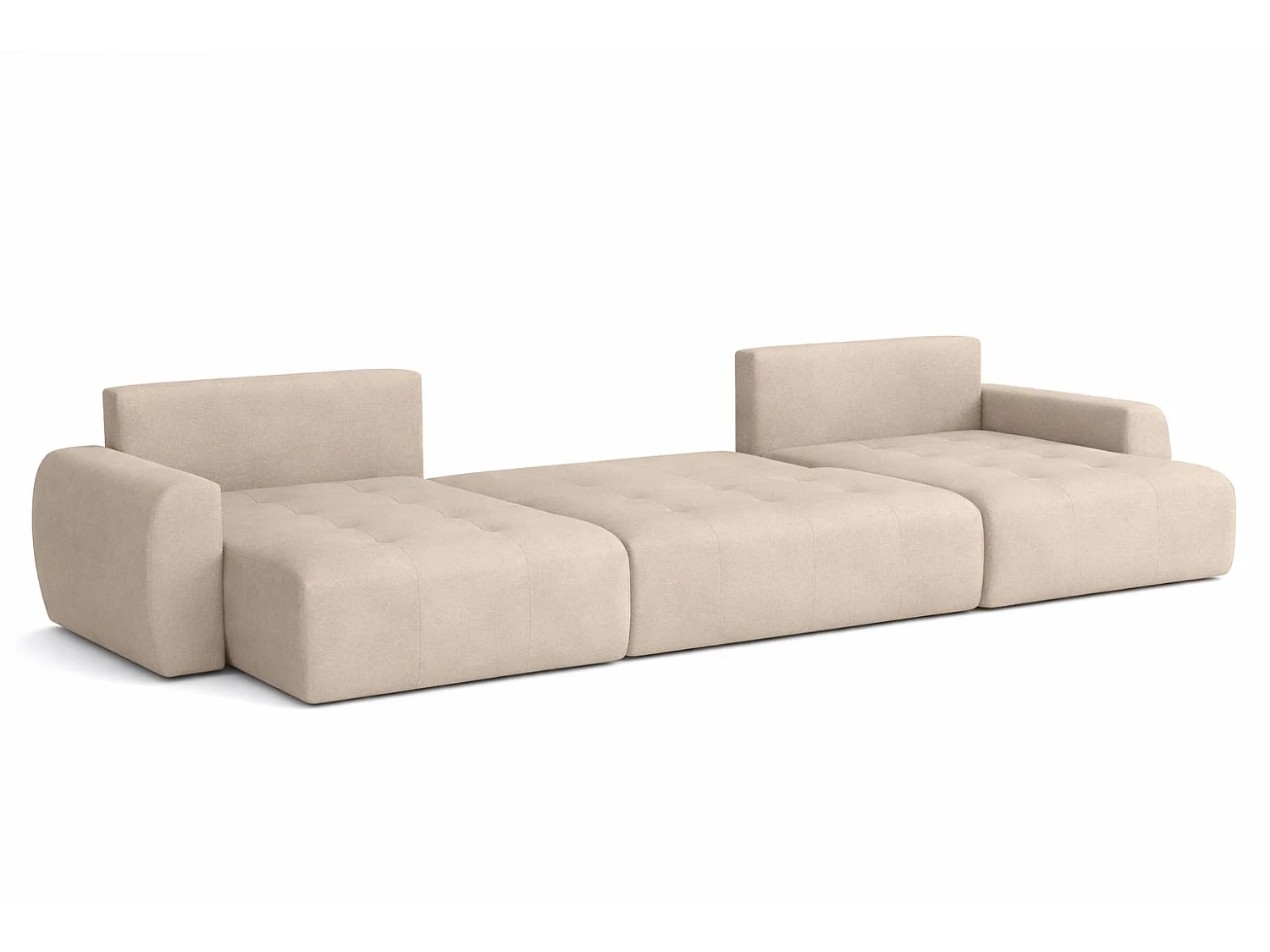 Canapé d’angle en U avec fonction couchage et coffre de rangement Ivo U XL, velours Salvador, Beige