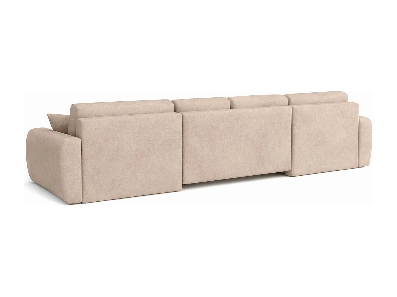 Canapé d’angle en U avec fonction couchage et coffre de rangement Ivo U XL, velours Salvador, Beige