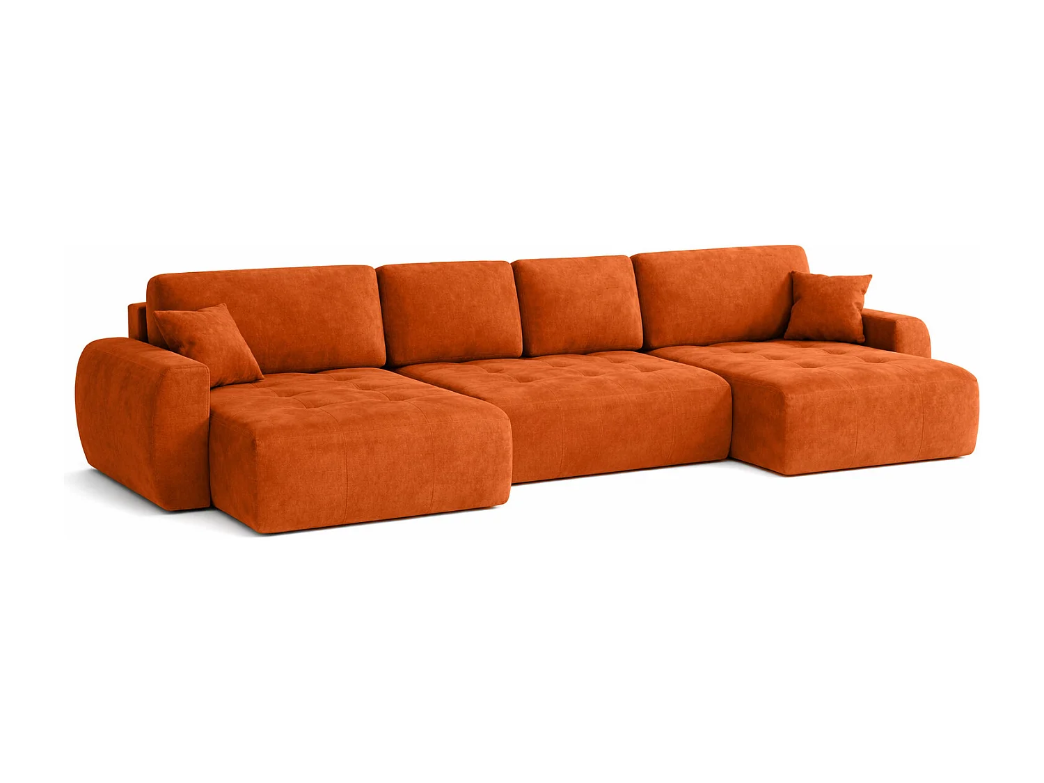 Canapé d’angle en U avec fonction couchage et coffre de rangement Ivo U XL, velours Salvador, Marron