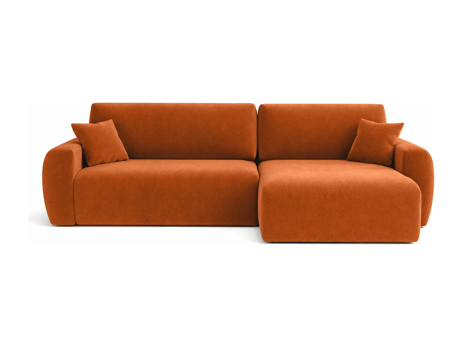 Canapé d'angle convertible avec coffre de rangement Ariel L, velours, tissu Salvador, marron, côté droit