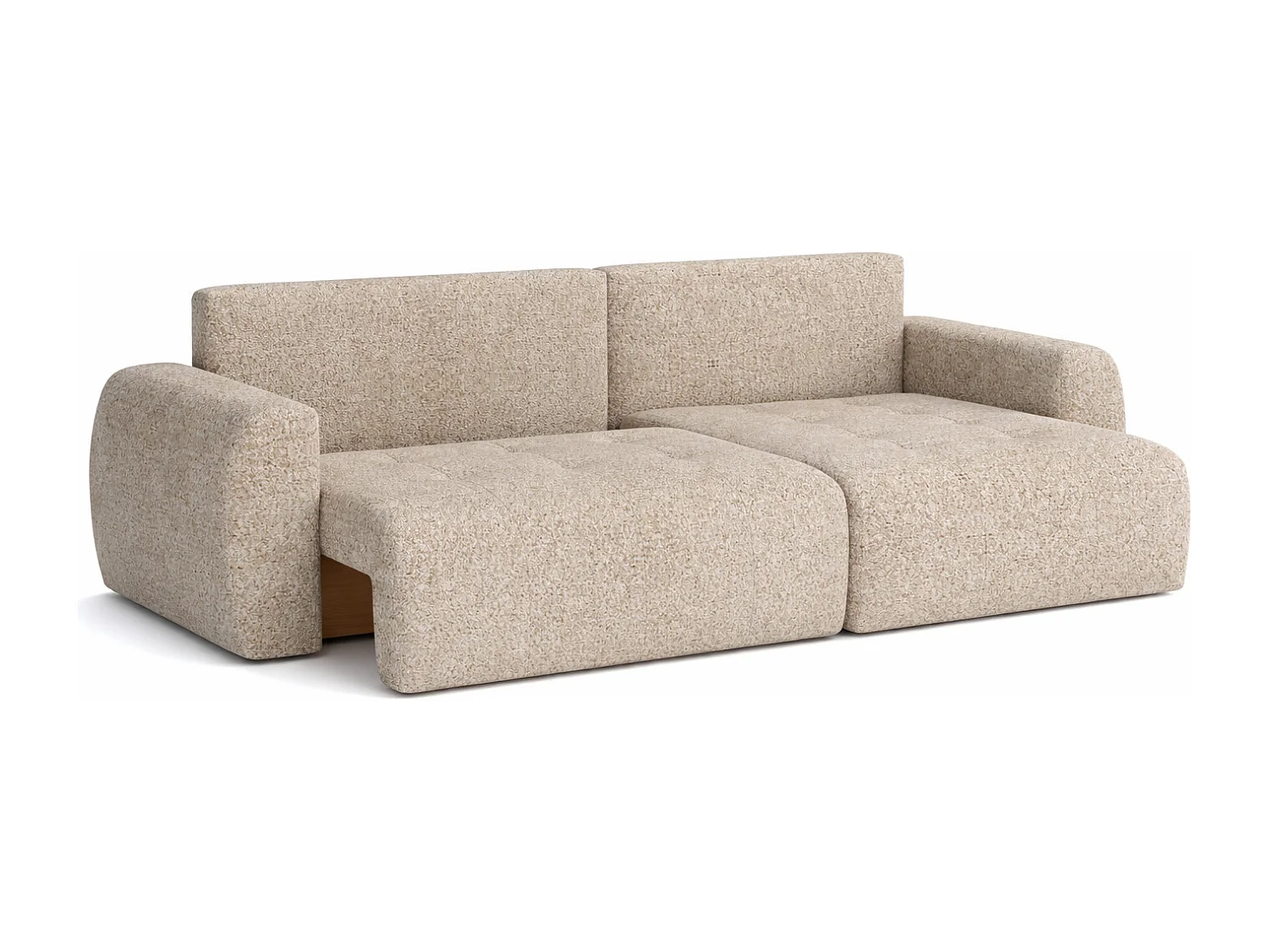 Divano angolare con funzione letto e contenitore a forma di L Ivo L, tessuto chenille Artico, Beige, Destra