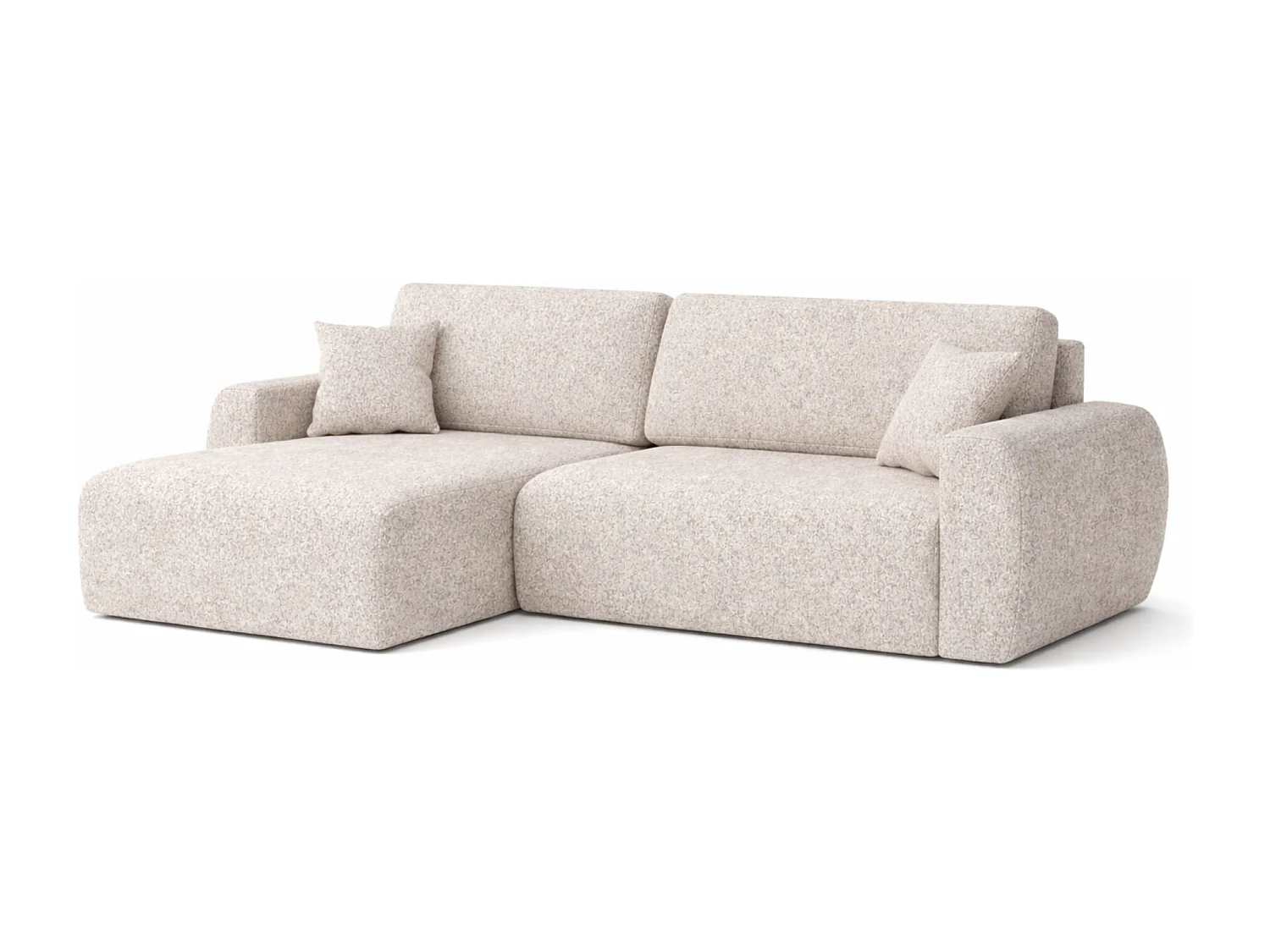 Hoekbank met slaapfunctie en opbergruimte Ariel L, chenille stof, Artico stof, Beige, links