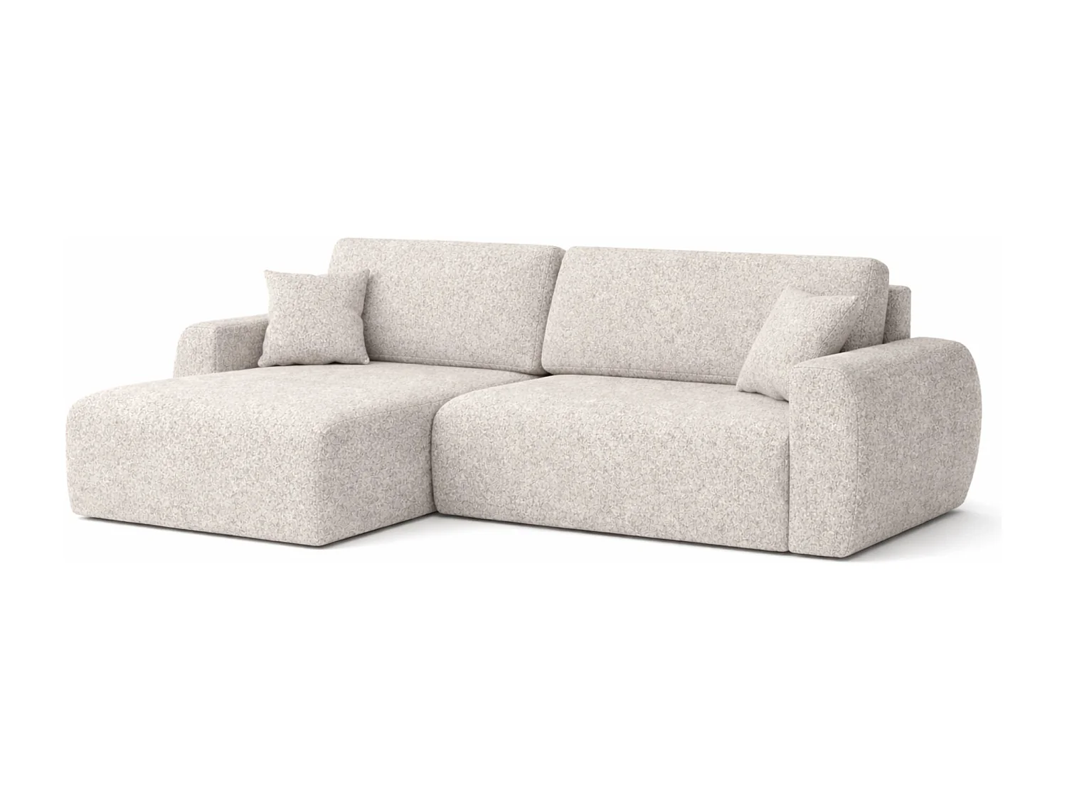 Canapé d'angle convertible avec coffre de rangement Ariel L, Chenille, tissu Artico, Beige, côté gauche